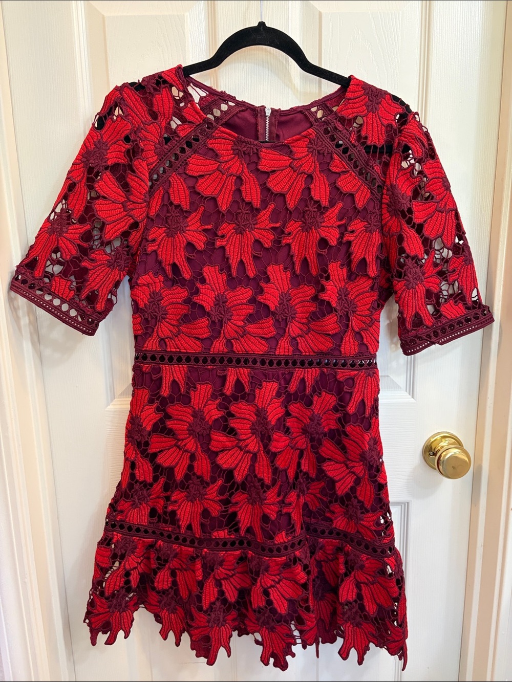 Lulu's Red Floral Lace Mini Dress